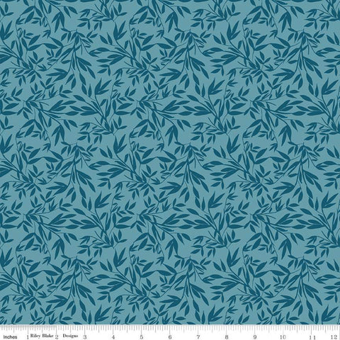 SALE Blooms and Bobbins Leaves Blue KNIT - Riley Blake Designs - Floral Flowers Tone on Tone - Jersey KNIT cotton  stretch fabric