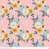 CLEARANCE Blooms & Bobbins Main Pink KNIT - Riley Blake Designs - Floral Flowers - Jersey KNIT cotton  stretch fabric