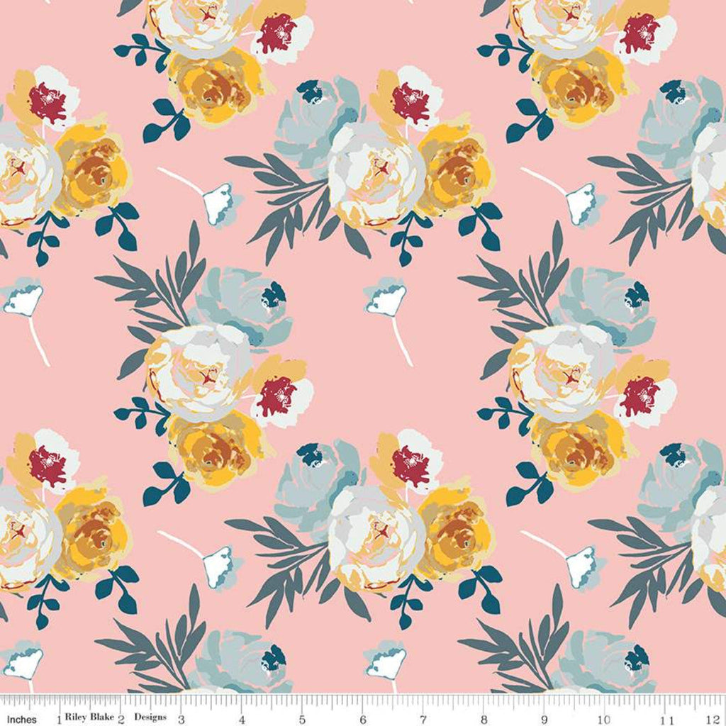 SALE Blooms and Bobbins Main Pink KNIT - Riley Blake Designs - Floral Flowers - Jersey KNIT cotton  stretch fabric