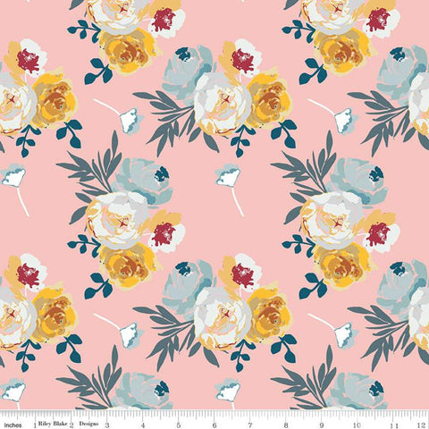 SALE Blooms and Bobbins Main Pink KNIT - Riley Blake Designs - Floral Flowers - Jersey KNIT cotton  stretch fabric