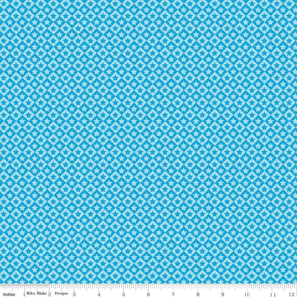 Fat Quarter End of Bolt - CLEARANCE Cops and Robbers Stars Blue - Riley Blake - Juvenile Stars Diamonds Geometric -  Quilting Cotton Fabric