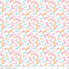 CLEARANCE Play Outside Branches White - Riley Blake Designs - Pink Orange Blue Leaves - Quilting Cotton Fabric