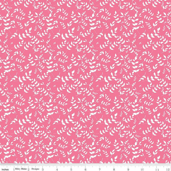 SALE Play Outside Branches Pink - Riley Blake Designs - White Leaves - Quilting Cotton Fabric