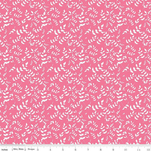 SALE Play Outside Branches Pink - Riley Blake Designs - White Leaves - Quilting Cotton Fabric