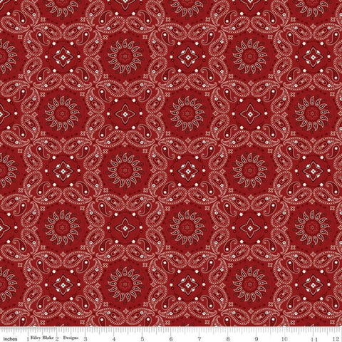 SALE American Legacy Bandana Red - Riley Blake Designs - Paisley Patriotic Independence Day - Quilting Cotton Fabric