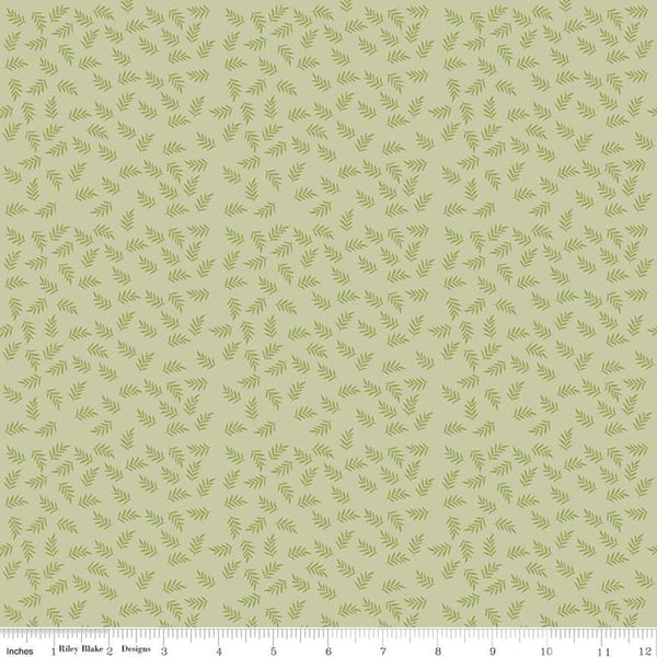 SALE Modern Farmhouse Fern Leaves Green - Riley Blake Designs - Tone on Tone Floral - Quilting Cotton Fabric