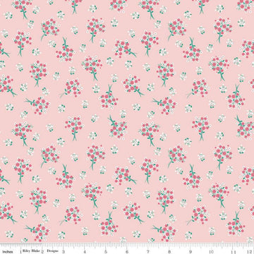 16" End of Bolt - CLEARANCE Singing in the Rain Bouquets Baby Pink - Riley Blake Designs - Flowers Floral - Quilting Cotton Fabric