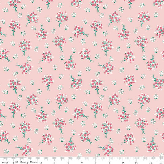 CLEARANCE Singing in the Rain Bouquets Baby Pink - Riley Blake Designs - Flowers Floral - Quilting Cotton Fabric