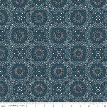 SALE American Legacy Bandana Blue - Riley Blake Designs - Paisley Patriotic Independence Day - Quilting Cotton Fabric