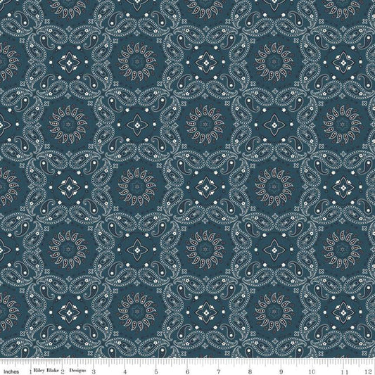 DEAL American Legacy Bandana Blue - Riley Blake Designs - Paisley Patriotic Independence Day - Quilting Cotton Fabric
