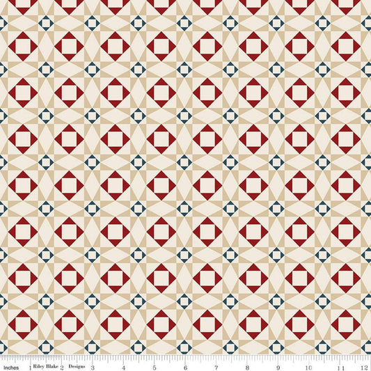 CLEARANCE American Legacy Geometric Cream - Riley Blake Designs - Stars Patriotic Independence Day - Quilting Cotton Fabric - choose cut