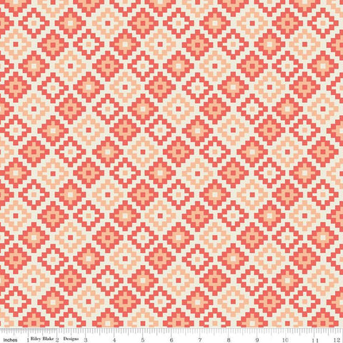 CLEARANCE Woodland Spring God's Eye Coral - Riley Blake Designs - Orange Geometric -  Quilting Cotton Fabric