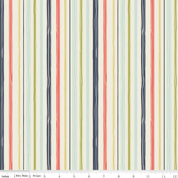 25" End of Bolt Piece - SALE Woodland Spring Stripe Cream - Riley Blake Designs - Stripes Striped -  Quilting Cotton Fabric