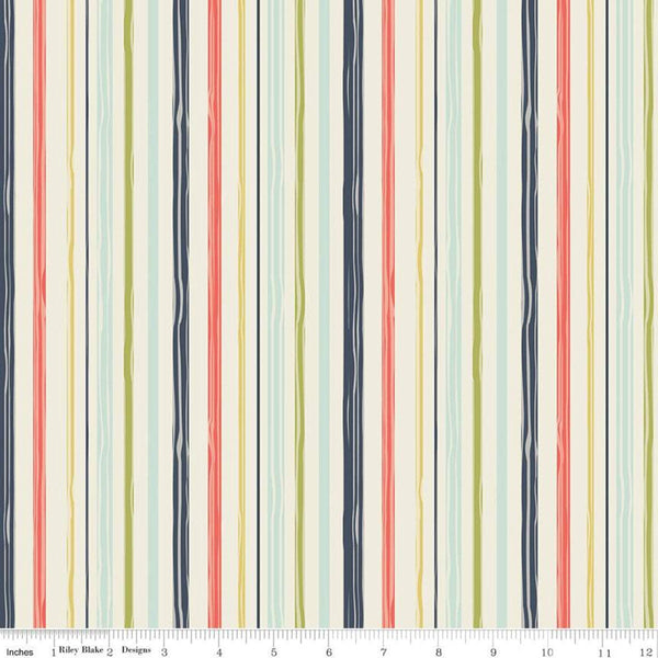 SALE Woodland Spring Stripe Cream - Riley Blake Designs - Stripes Striped -  Quilting Cotton Fabric