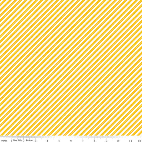 SALE Singing in the Rain Ribbons Yellow - Riley Blake Designs - Yellow White Diagonal Striped - Quilting Cotton Fabric - choose your cut