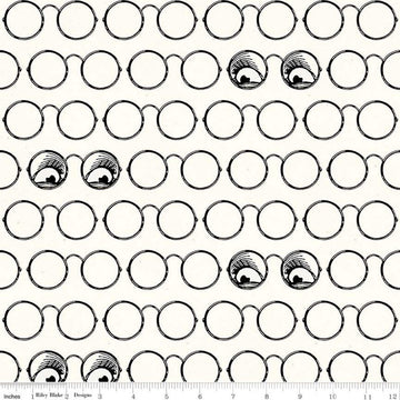 SALE Goose Tales Spooky Specs Off White - Riley Blake Designs - Halloween Glasses Eyeglasses Eyes -  Quilting Cotton Fabric