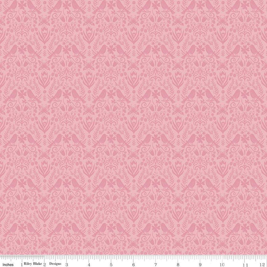 SALE Splendor Folkart Pink - Riley Blake Designs - Floral Flowers Birds Leaves Butterflies -  Quilting Cotton Fabric
