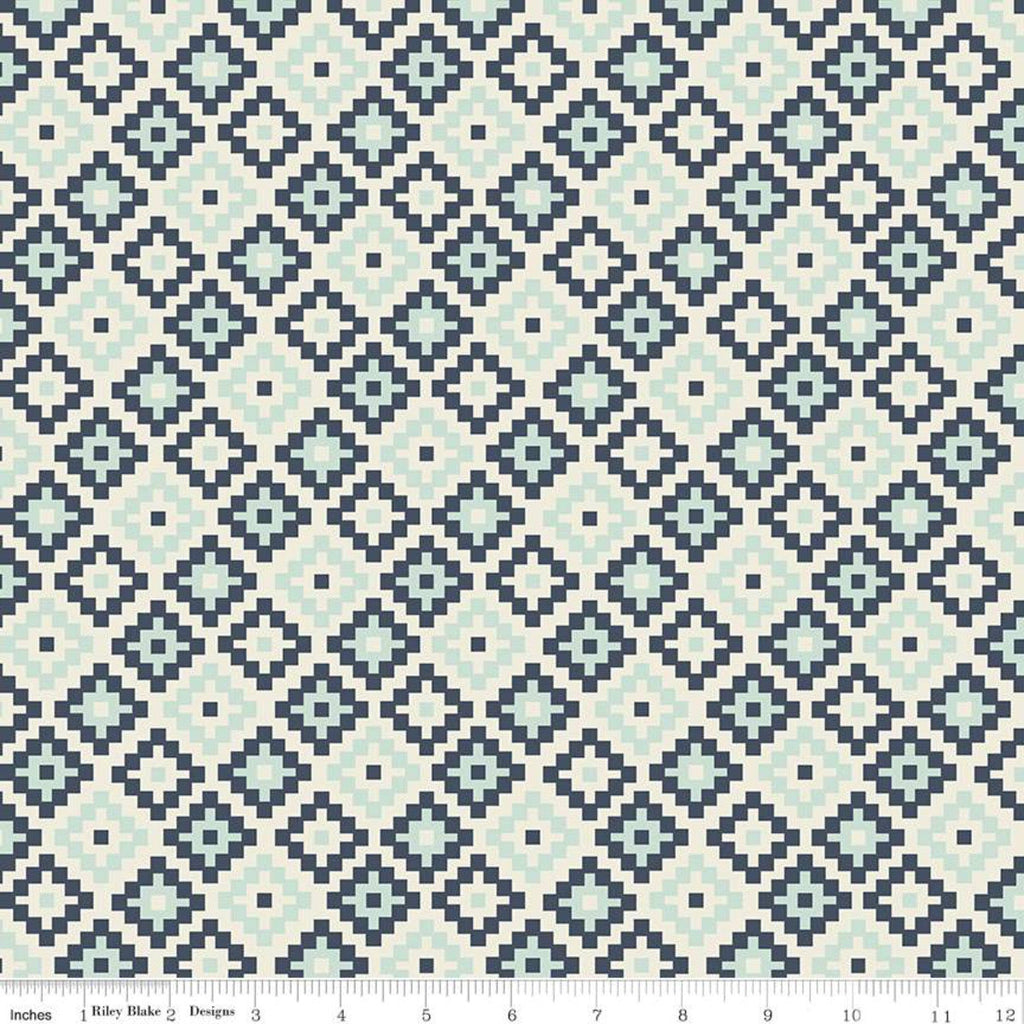 CLEARANCE Woodland Spring God's Eye Navy - Riley Blake Designs - Blue Geometric -  Quilting Cotton Fabric