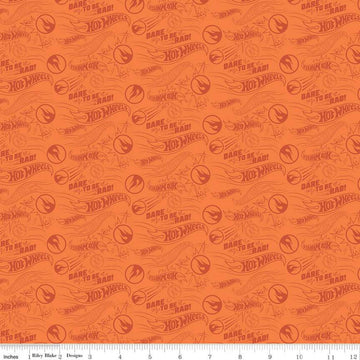 Hot Wheels Dare to be Rad Orange - Riley Blake Designs - Die-Cast Toy Race Cars Tone on Tone - Quilting Cotton Fabric -  LIcensed Product