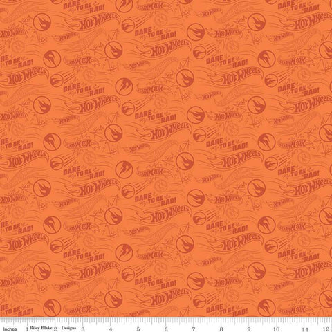 Hot Wheels Dare to be Rad Orange - Riley Blake Designs - Die-Cast Toy Race Cars Tone on Tone - Quilting Cotton Fabric -  LIcensed Product