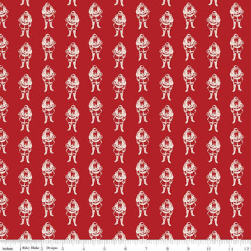 CLEARANCE Yuletide Santas Red - Riley Blake  - Christmas Santa Claus St. Nick Cream - Quilting Cotton