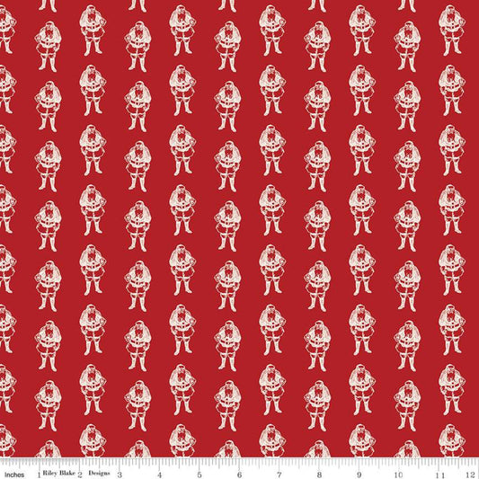 CLEARANCE Yuletide Santas Red - Riley Blake  - Christmas Santa Claus St. Nick Cream - Quilting Cotton