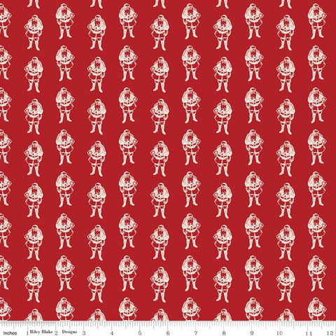 SALE Yuletide Santas Red - Riley Blake Designs - Christmas Santa Claus St. Nick Cream - Quilting Cotton Fabric