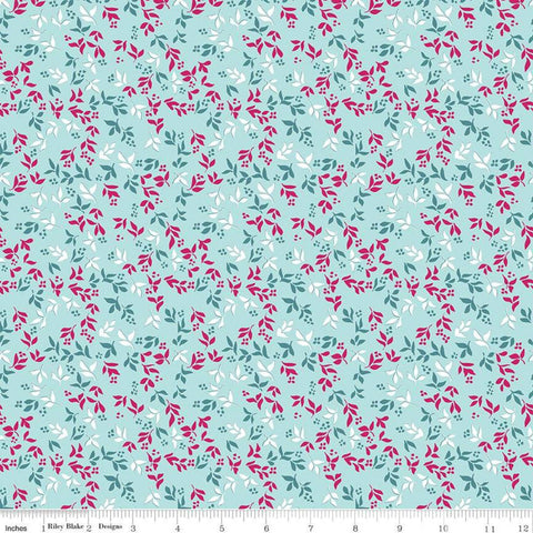 28" End of Bolt - CLEARANCE Garden Party Foliage C9566 Blue - Riley Blake Designs - Floral Flowers Leaves  - Quilting Cotton Fabric