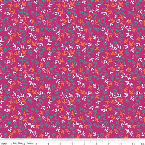 34" End of Bolt - CLEARANCE Garden Party Foliage C9566 Fuchsia - Riley Blake Designs - Floral Flowers Leaves Pink  - Quilting Cotton Fabric