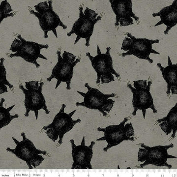 DEAL Goose Tales Scaredy Cats Toss C9398 Gray - Riley Blake Designs - Halloween Cats -  Quilting Cotton Fabric
