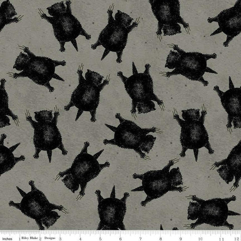 SALE Goose Tales Scaredy Cats Toss C9398 Gray - Riley Blake Designs - Halloween Cats -  Quilting Cotton Fabric