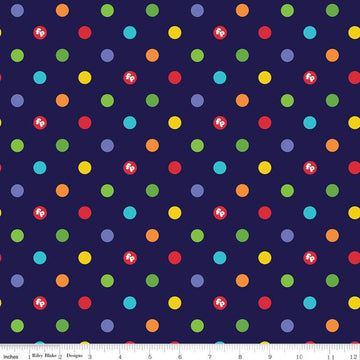 DEAL Fisher-Price Dots Navy - Riley Blake Designs - Toys Nostalgia Childhood Juvenile Polka Dots - Quilting Cotton Fabric - Licensed Product