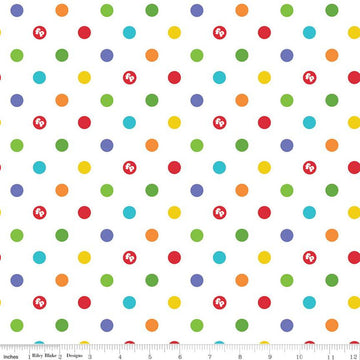 Fisher-Price Dots White - Riley Blake- Quilting Cotton Fabric - Licensed Product