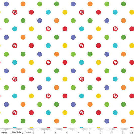 Fisher-Price Dots White - Riley Blake- Quilting Cotton Fabric - Licensed Product