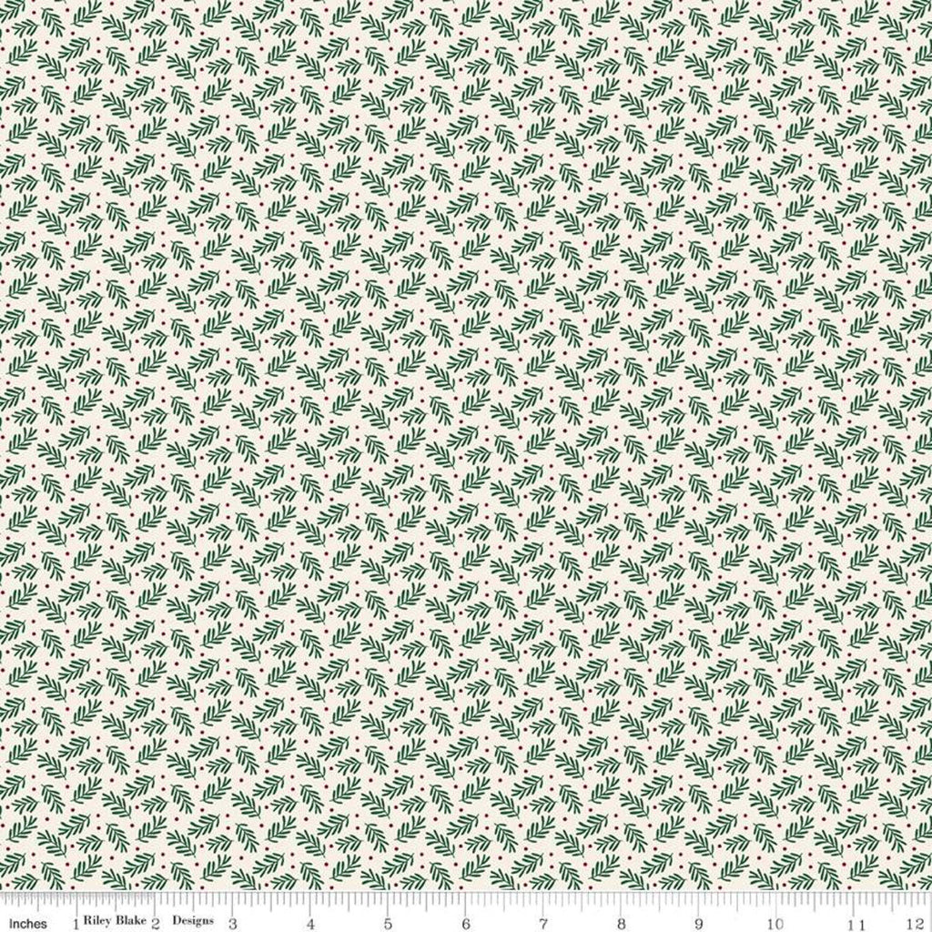 SALE Christmas Traditions Sprigs Cream - Riley Blake Designs - Leaves Berries  - Quilting Cotton Fabric