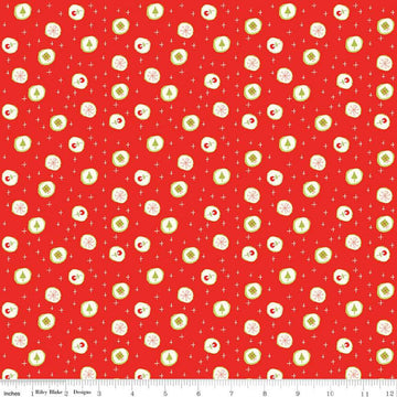 Merry Little Christmas Candy C9642 Red - Riley Blake Designs - Presents Snowflakes Trees Plus Signs Cream - Quilting Cotton Fabric