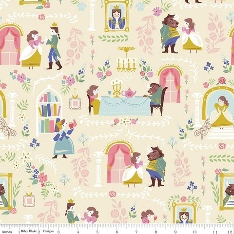 Beauty and the Beast Main C9530 Cream - Riley Blake Designs - Fairy Tale - Quilting Cotton Fabric