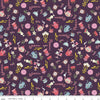 Beauty & the Beast Objects C9534 Eggplant - Riley Blake Designs - Fairy Tale Clocks Teapots Purple  - Quilting Cotton Fabric