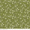 SALE Yuletide Leaves Olive - Riley Blake Designs - Christmas Cream Holly Leaves Snowflakes on Green - Quilting Cotton Fabric