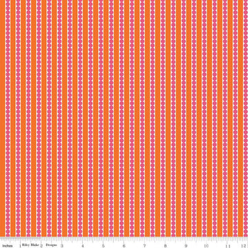 SALE Garden Party Seed Rows C9565 Orange - Riley Blake Designs - Stripes Containing Circles Stripe Striped  - Quilting Cotton Fabric
