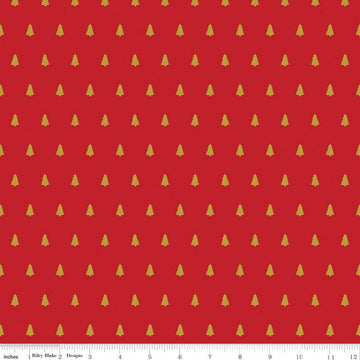 23" End of Bolt - SALE Santa Claus Lane Trees SC9613 Red SPARKLE - Riley Blake Designs - Christmas Gold SPARKLE - Quilting Cotton Fabric