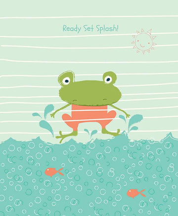 CLEARANCE Ready Set Splash! Panel P9898 Coral - Riley Blake Designs - Frog Sun Water Bubbles Orange Fish - Quilting Cotton Fabric