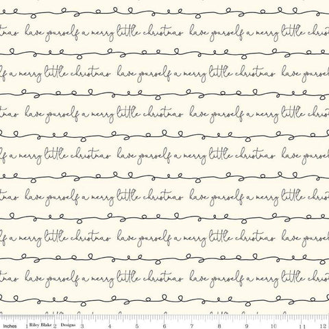 28" End of Bolt - Merry Little Christmas Writing C9643 Cream - Riley Blake - Have Yourself a Merry Little Christmas - Quilting Cotton Fabric