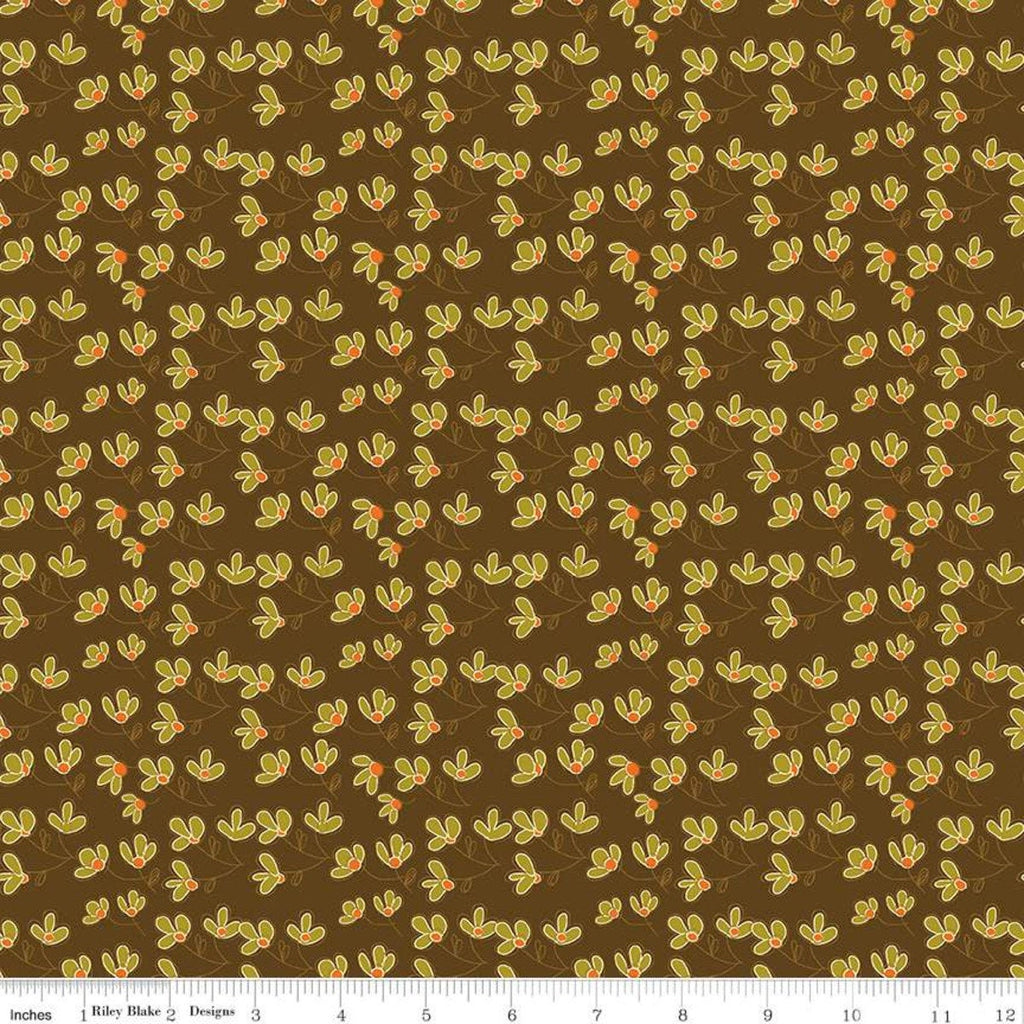 SALE Give Thanks Blossoms C9523 Brown - Riley Blake Designs - Thanksgiving Autumn Fall Floral Flowers -  Quilting Cotton Fabric