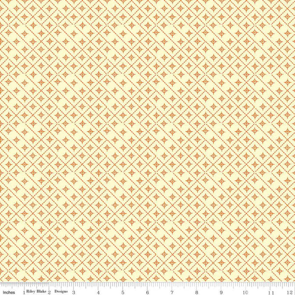 14" End of Bolt - SALE Give Thanks Diamonds C9524 Cream - Riley Blake - Thanksgiving Autumn Fall Compass Points -  Quilting Cotton Fabric