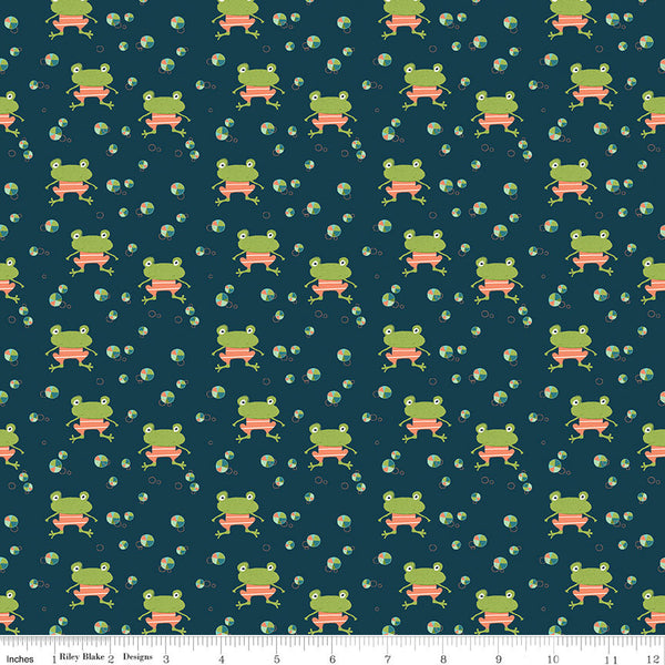 SALE Ready Set Splash! Frogs C9892 Deep Sea - Riley Blake Designs - Beach Balls Blue - Quilting Cotton Fabric