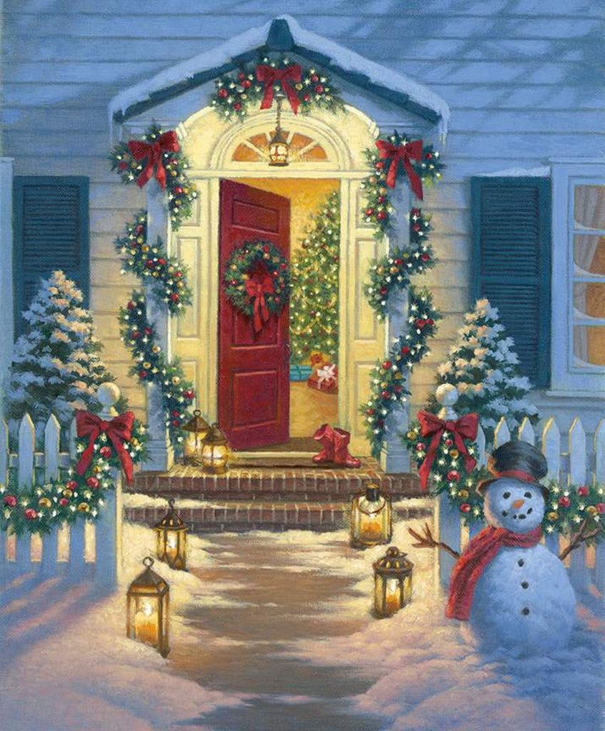 SALE A Classic Christmas Panel P9542 Christmas Porch by Riley Blake Designs - Decorations Snowman Winter   - Quilting Cotton Fabric