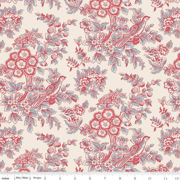 SALE Jane Austen at Home C10016 Charlotte - Riley Blake Designs - Red Historical Reproductions Floral - Quilting Cotton - Licensed Product