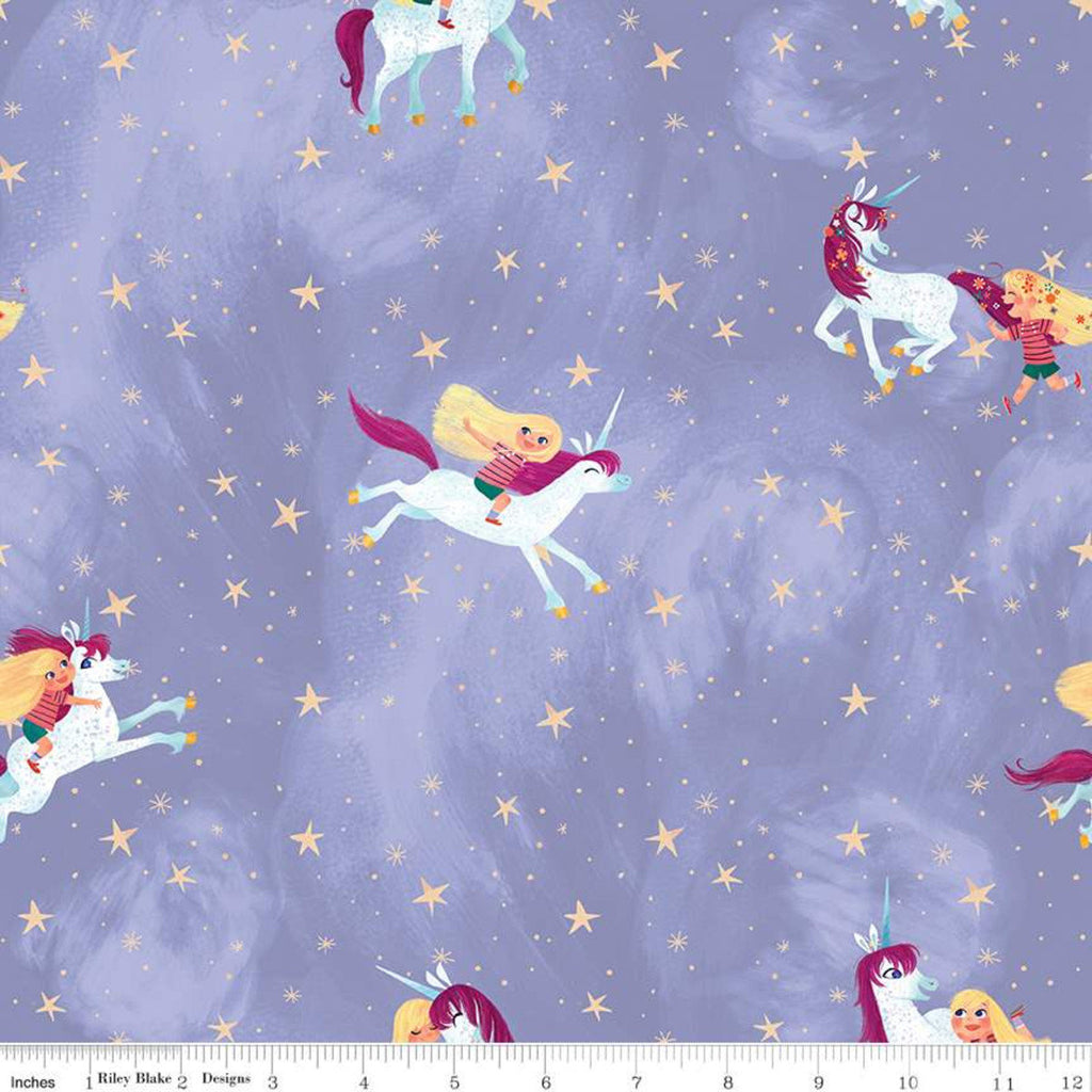 Uni the Unicorn Main C9980 Light Purple - Riley Blake  - Fantasy Juvenile Amy Krouse Rosenthal Girl Stars - Quilting Cotton Fabric