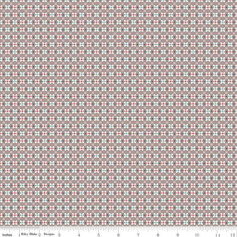 SALE Prim Calico C9692 Pewter - Riley Blake Designs - Gray Flowers Flower Floral Plus Signs - Quilting Cotton Fabric